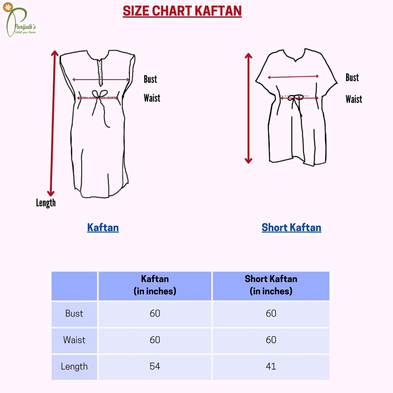 KAFTAN NIGHTY SIZE CHART