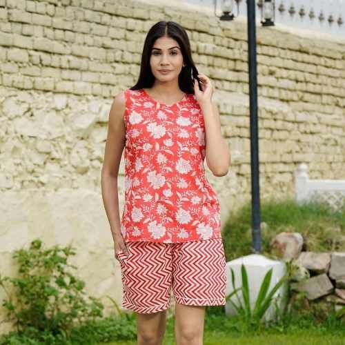 Parijaths Floral Sleeveless  Shorts Set