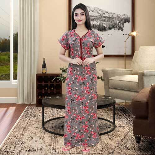 Parijaths Floral Nighty with Front Zips