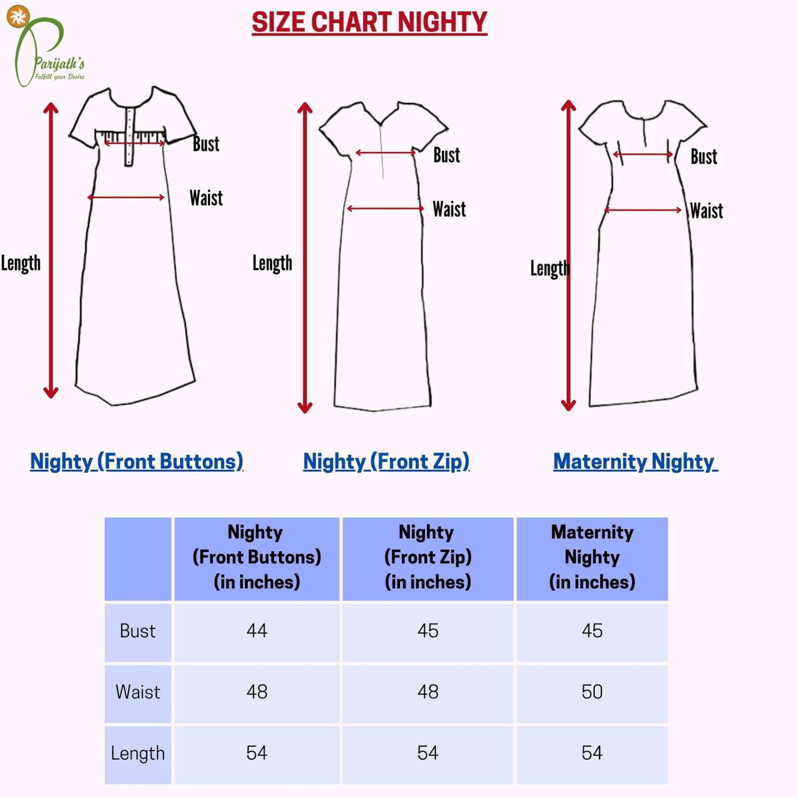 nighty size chart