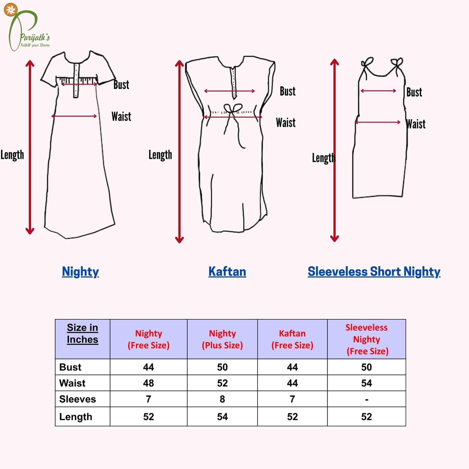 nighty size chart