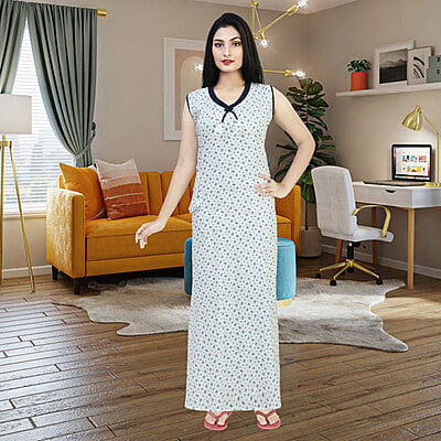 D-24 Cotton Sleeveless Nighty Maxi Free Size D-24 Cotton Sleeveless Nighty Maxi Free Size