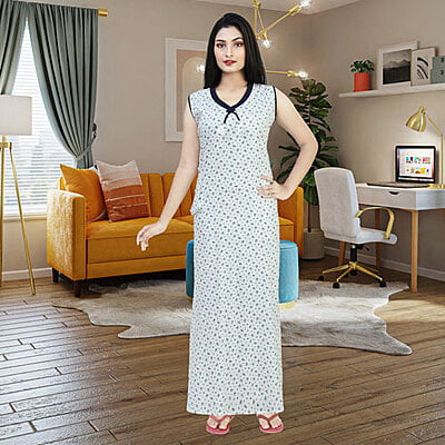 D-24 Cotton Sleeveless Nighty Maxi Free Size