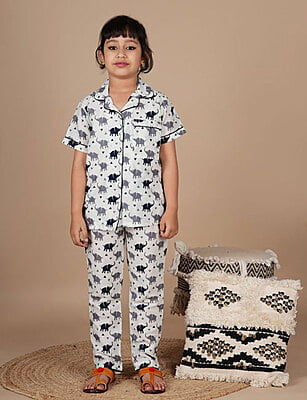 Kids Cotton Night Suit Elephant Prints