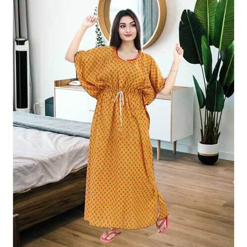 Premium Cotton Long Kaftan Nighty Maxi 