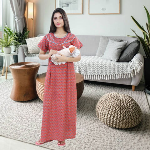 Premium Cotton Maternity Nighty Maxi