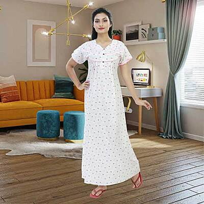 Cotton Nighty Maxi Front Buttons