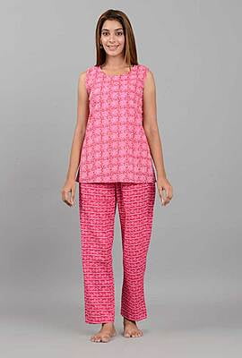 Cotton Sleeveless Top Pajama Set