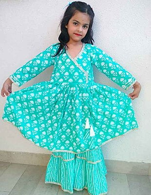 Premium Cotton Floral Party Wear - Sharara Premium Cotton Floral Party Wear - Sharara