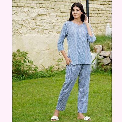 Cotton Leheriya Print Top Pyjama Set